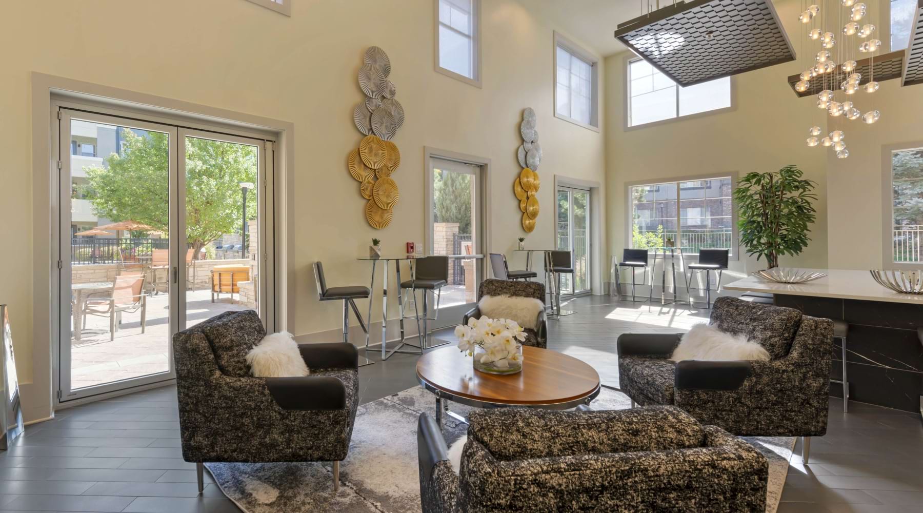 Access to resident only features lounge area with chairs