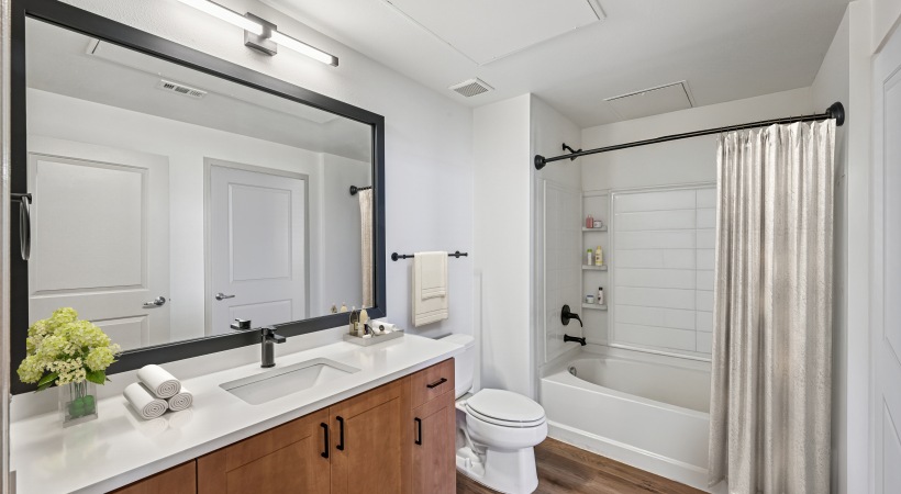 bathroom with storage and contemporary design